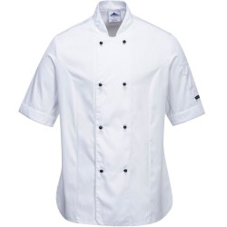 veste de cuisine femme blanche manches courtes