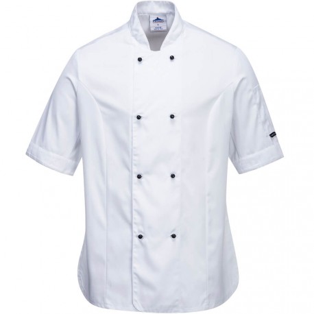 veste de cuisine femme blanche manches courtes