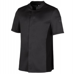 veste cuisine noire manches courts tencel